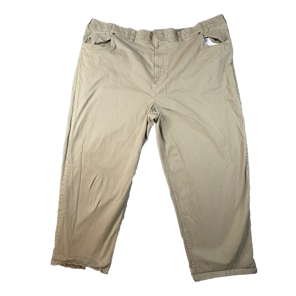 Harbor Bay Men's 53x28.5 Khaki‎ Pants Beige Stretch Casual 5 Pocket Big & Tall